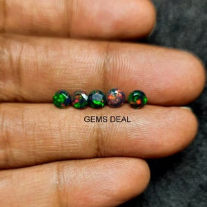 5 pieces 5mm Black OPAL Faceted Round Loose Gemstone, AAA++ quality have lots of gorgeous, Ethiopian Black Opal Round Faceted Loose Gemstone