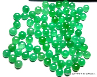 10 Piece Natural Emerald Cabochon: Calibrated Round Gemstone (2mm or 2.5mm)