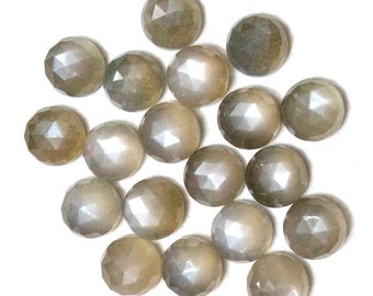 20 pieces 6mm Gray Moonstone Rosecut Round Gemstone, Gray Moonstone Round Rosecut flat gemstone, Moonstone Rosecut Cabochon Round Gemstone