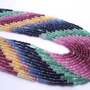 1 strand 3.5mm Multi Sapphire Faceted Rondelles - Multi Sapphire Rondelle - Multi Precious Ruby Emerald Sapphire Beads - 3mm - 3.5mm approx.
