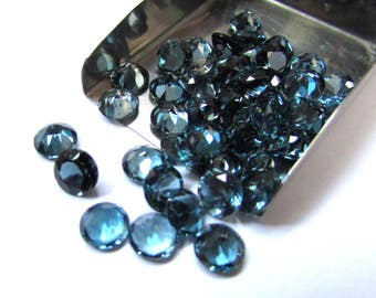 10 pieces 6mm London Blue Topaz Faceted Round Loose Gemstone, London BLUE TOPAZ Round Faceted Gemstone, London Blue Topaz Faceted Gemstone