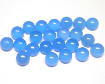 Cabujones de calcedonia azul AAA de 4 mm - Piedras preciosas sueltas redondas (10 piezas)