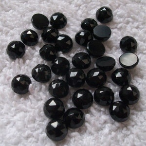 5 pieces 6mm Black Onyx RoseCut Round Gemstones, Black Onyx Round rose cut Cabochon gemstone, Black Onyx Rose Cut Round Cabochon Gemstone image 3