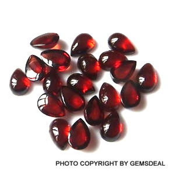 10 pieces 4x6mm Or 5x7mm Red Garnet Cabochon Pear Gemstone, Red Garnet Pear Cabochon flat gemstone, Garnet Cabochon Pear Loose Gemstone