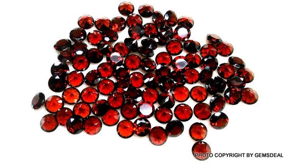 5 Pietre Preziose Rotonde Sfaccettate Di Granato Rosso AAA (8 - Foto 10