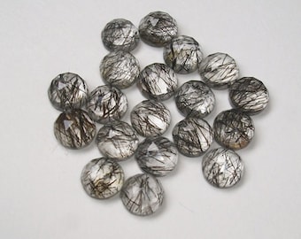 5 Black Rutile Gemstones: 6mm Round Rose Cut Faceted