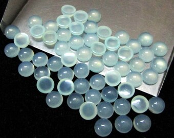 4mm Aqua Chalcedony Cabochons: Round Loose Gemstones (10 Pieces)