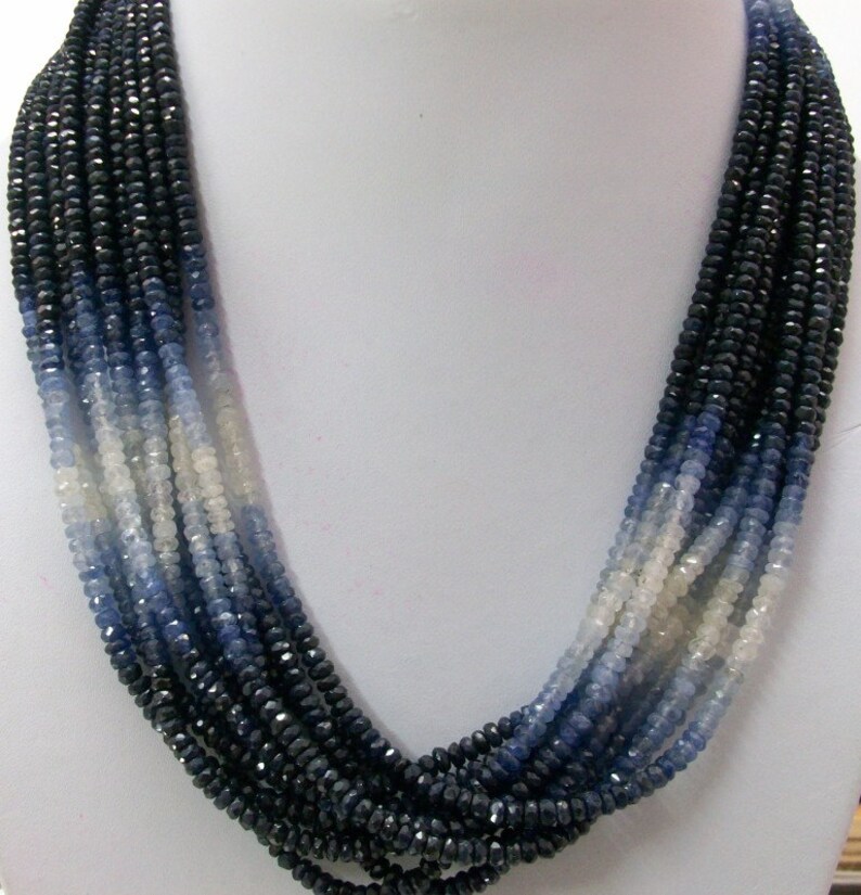 Natural BLUE SAPPHIRE Beads Shaded Rondelle Faceted AAA Quality Faceted Beads 4.5mm Blue Sapphire Rondelle Beads Shaded Faceted Gemstone