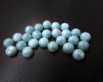Cabujones de larimar AAA: Gema redonda azul natural (10 piezas, 6 mm/7 mm)