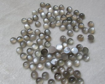 10 Gray Moonstone Cabochons: AAA Grade Round Gemstones (6mm, 7mm, 8mm)