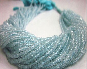 AAA Aquamarine Rondelle Beads: 3.5mm Faceted Gemstone, 10 Strands