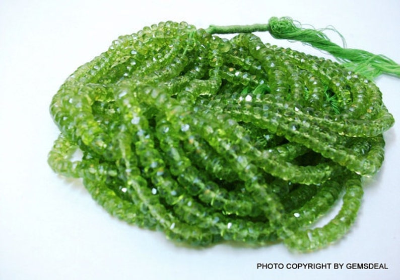 3.5mm Peridot Rondelle Faceted beads micro faceted 13 inch peridot beads rondelle Peridot Faceted Rondelles Faceted Peridot image 5