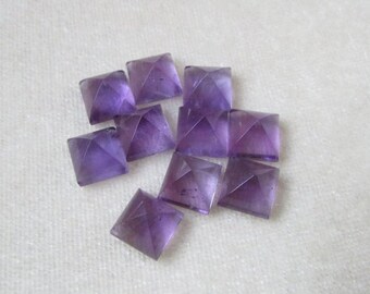 10 pieces 8mm Amethyst Pyramid Square Cabochon Gemstone, Amethyst Square Pyramid Cabochon Gemstone, Amethyst Pyramid Cabochon Gemstone