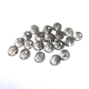 10 mm ブラックルチル ローズカット ラウンド ジェムストーン 1 個、ブラックルチル ラウンド ローズカット ジェムストーン、ブラックルチル クォーツ カボション ローズカット ジェムストーン