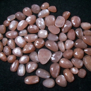 50 carat NATURAL PEACH MOONSTONE Rose cut flat uneven gemstone..... free size apprxo..(11x9 to 10x15 mm), Peach Moonstone Rosecut Gemstone