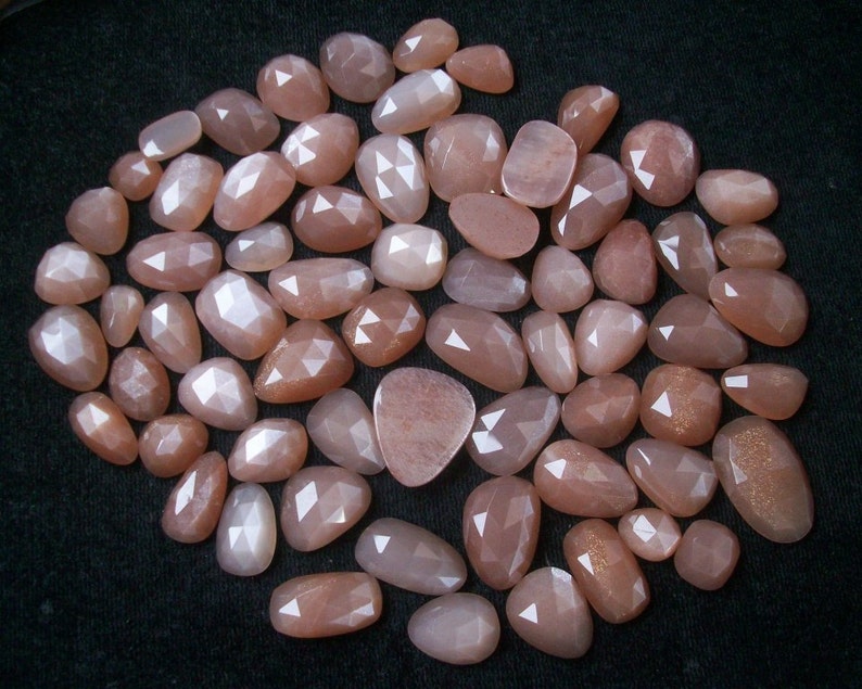 50 carat NATURAL PEACH MOONSTONE Rose cut flat uneven gemstone..... free size apprxo..(11x9 to 10x15 mm), Peach Moonstone Rosecut Gemstone