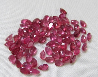 15 pedras preciosas de rubi pera facetadas: qualidade AA, 5 x 3 mm