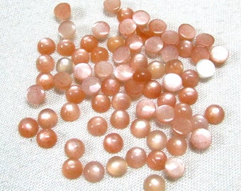 5 pieces 5mm Peach Moonstone Cabochon Round Gemstone, Natural PEACH MOONSTONE Round Cabochon Have Lots of Gorgeous Beautiful....