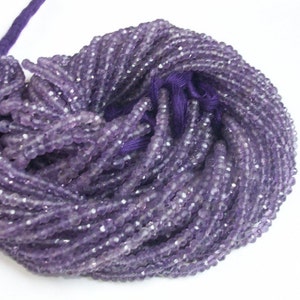 8 Strand 3.5mm - 4mm Pink Amethyst Faceted Rondelle Beads Gesmtone, AMETHYST Faceted Rondelle beads, Pinkish Purple Amethyst Rondelle Beads
