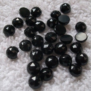 5 pieces 6mm Black Onyx RoseCut Round Gemstones, Black Onyx Round rose cut Cabochon gemstone, Black Onyx Rose Cut Round Cabochon Gemstone image 4