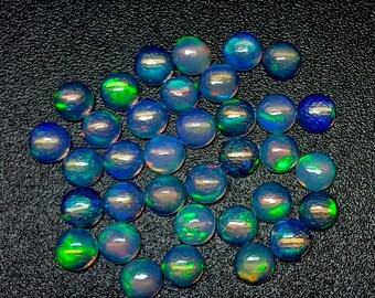 5 pieces 5mm ETHIOPIAN OPAL Cabochon Round, AAA++ Quality have lots of gorgeous, 100% Natural Ethiopian Opal Round Cabochon Loose Gemstone