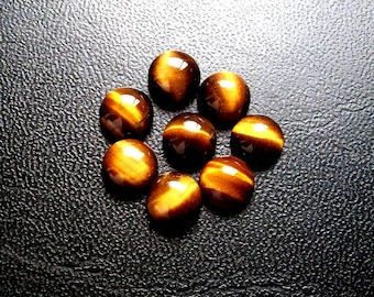 10 AAA Tiger Eye Cabochons: 7mm Round Loose Gemstones