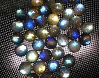 10 cabujones de labradorita talla rosa AAA: brillo gris azulado verdoso, 12 mm