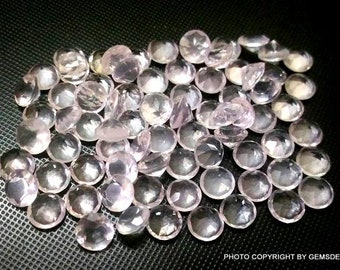 10 piedras preciosas redondas facetadas de cuarzo rosa AAA de 5 mm