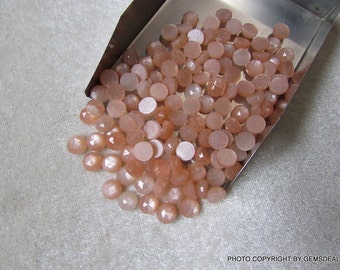 Peach Moonstone Rosecut Gemstone: 6mm Round Cabochons (5 pcs)