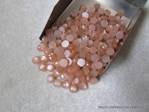 Peach Moonstone Rosecut Gemstone: 6mm Round Cabochons (5 pcs)