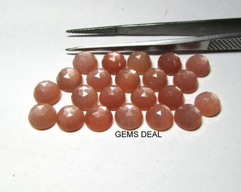 5 Peach Moonstone Rosecut Cabochons: AAA Grade Gemstones (7mm or 8mm)