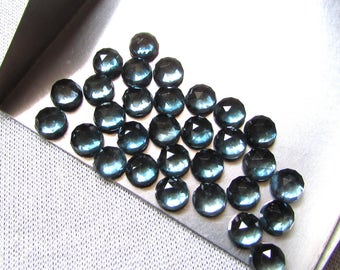 10 pieces 4mm London Blue TOPAZ Rosecut Round AAA quality top cut  gemstone..... London Blue Topaz Round Rosecut Cabochon Loose Gemstone