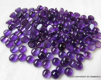 10mm Natural Amethyst Cabochon: Round Purple Gemstone