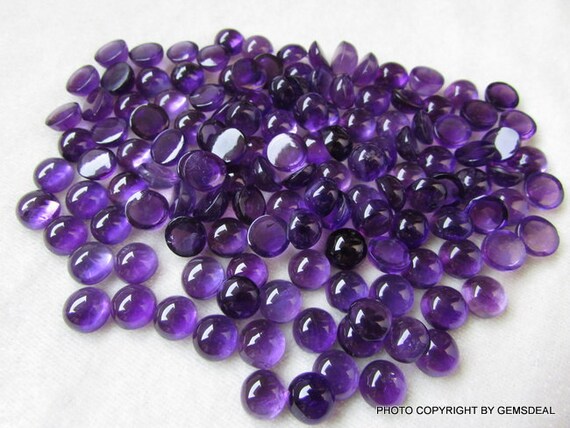 10mm Natural Amethyst Cabochon: Round Purple Gemstone