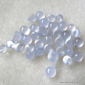 5 pieces each 5 mm 6 mm Natural Blue Chalcedony Round cabochon Gemstone, have lots of gorgeous beautiful Blue Chalcedony Cabochon Round image 3