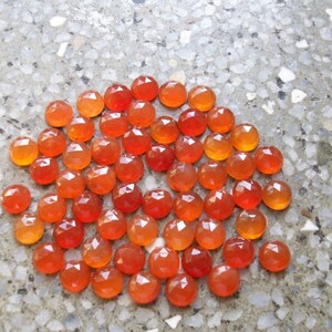 10 Stück 3mm Karneol Rosecut rund Cabochon Lose Edelstein, Karneol RoseCut rund Cabochon facettiert flach AAA Qualität lose Edelstein