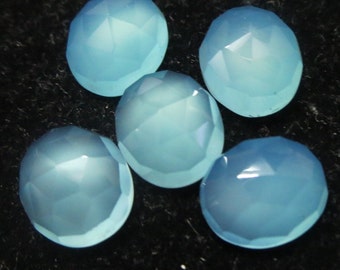 AAA Aqua Blue Chalcedony Cabochon: 10x12mm Rose Cut Gemstone