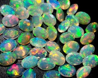 1 pieces 4x6mm To 8x10mm Ethiopian Opal Faceted Oval Gemstone, Ethiopian Opal Oval Faceted Gemstone, Opal Faceted Oval AAA Quality gorgeous