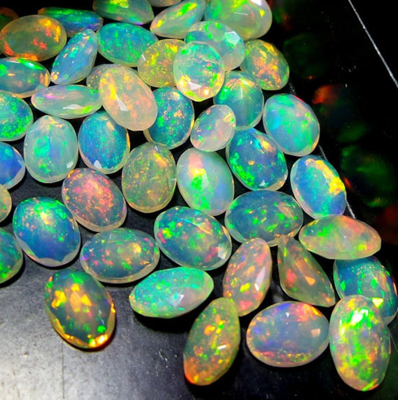 1 pieces 5x7mm Ethiopian Opal Faceted Oval Loose Gemstone Etsy