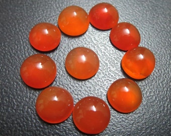 5 AAA Orange Carnelian Cabochons: Round Gemstones (7mm or 8mm)