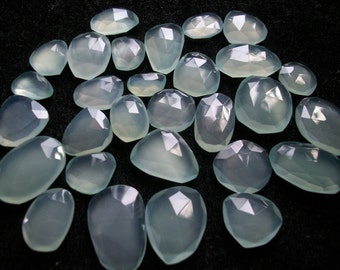 AQUA Chalcedony Rose Cut Uneven flat gemstone, 50 to 200 carat free size approx.. 11x15 to 15x20 mm, Aqua Chalcedony Rosecut Uneven Shape