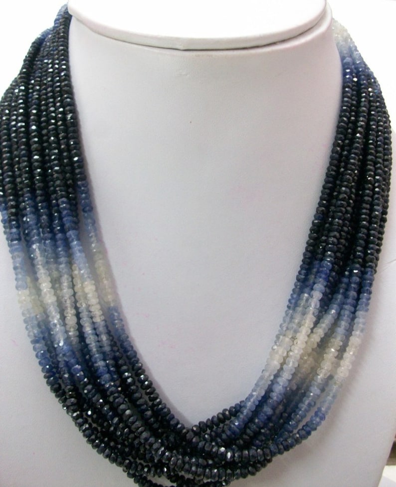 Natural BLUE SAPPHIRE Beads Shaded Rondelle Faceted AAA Quality Faceted Beads 4.5mm Blue Sapphire Rondelle Beads Shaded Faceted Gemstone