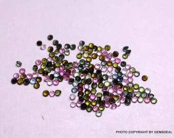 50 AAA Multi Tourmaline Gemstones: Faceted Round Cut, 1.25mm