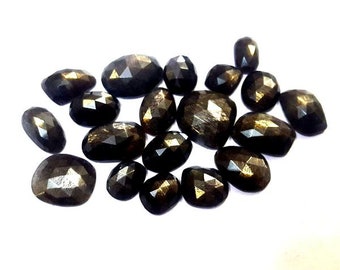 50 Cts Golden Black Moonstone Rosecut Uneven Flat Gemstone, free size apprxo.(11x9 to 13x18mm), Golden Moonstone Uneven Rosecut Gemstone