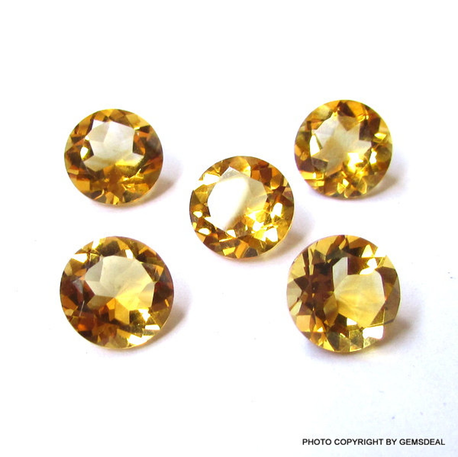 5 pieces 7mm Citrine Faceted Round Loose Gemstone Golden Etsy