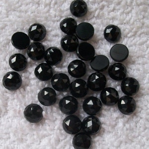 5 pieces 6mm Black Onyx RoseCut Round Gemstones, Black Onyx Round rose cut Cabochon gemstone, Black Onyx Rose Cut Round Cabochon Gemstone