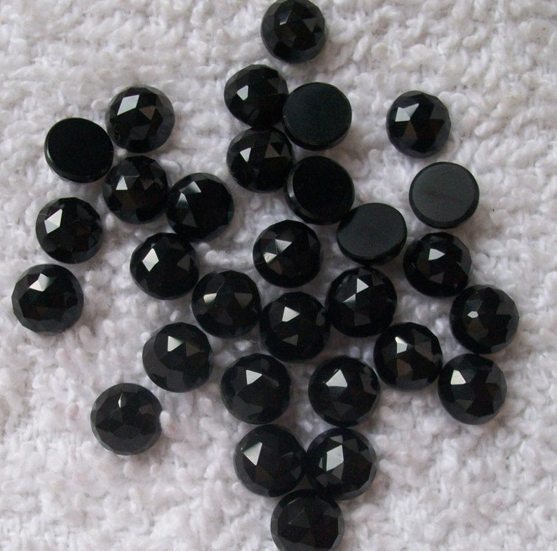 5 pieces 6mm Black Onyx RoseCut Round Gemstones, Black Onyx Round rose cut Cabochon gemstone, Black Onyx Rose Cut Round Cabochon Gemstone