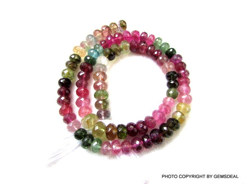 Faceted Tourmaline, AAA Quality Tourmaline Faceted Rondelle Beads Multi Tourmaline Rondelle Beads Watermelon Toumaline Beads 7mm Approx.