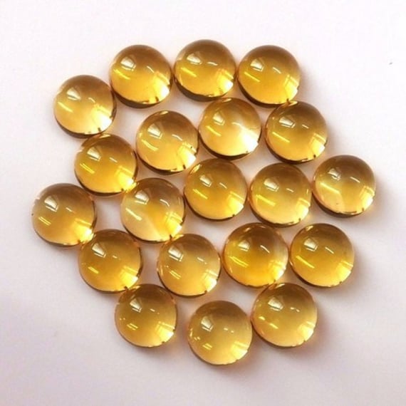 AAA Golden Citrine Cabochon: 8mm Round Loose Gemstone