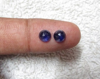 Pair ( 2 pcs) 5mm Blue Sapphire Rose Cut Round Gemstone, 5mm Blue SAPPHIRE Round Rose Cut Gemstone, Blue Sapphire Rosecut Round